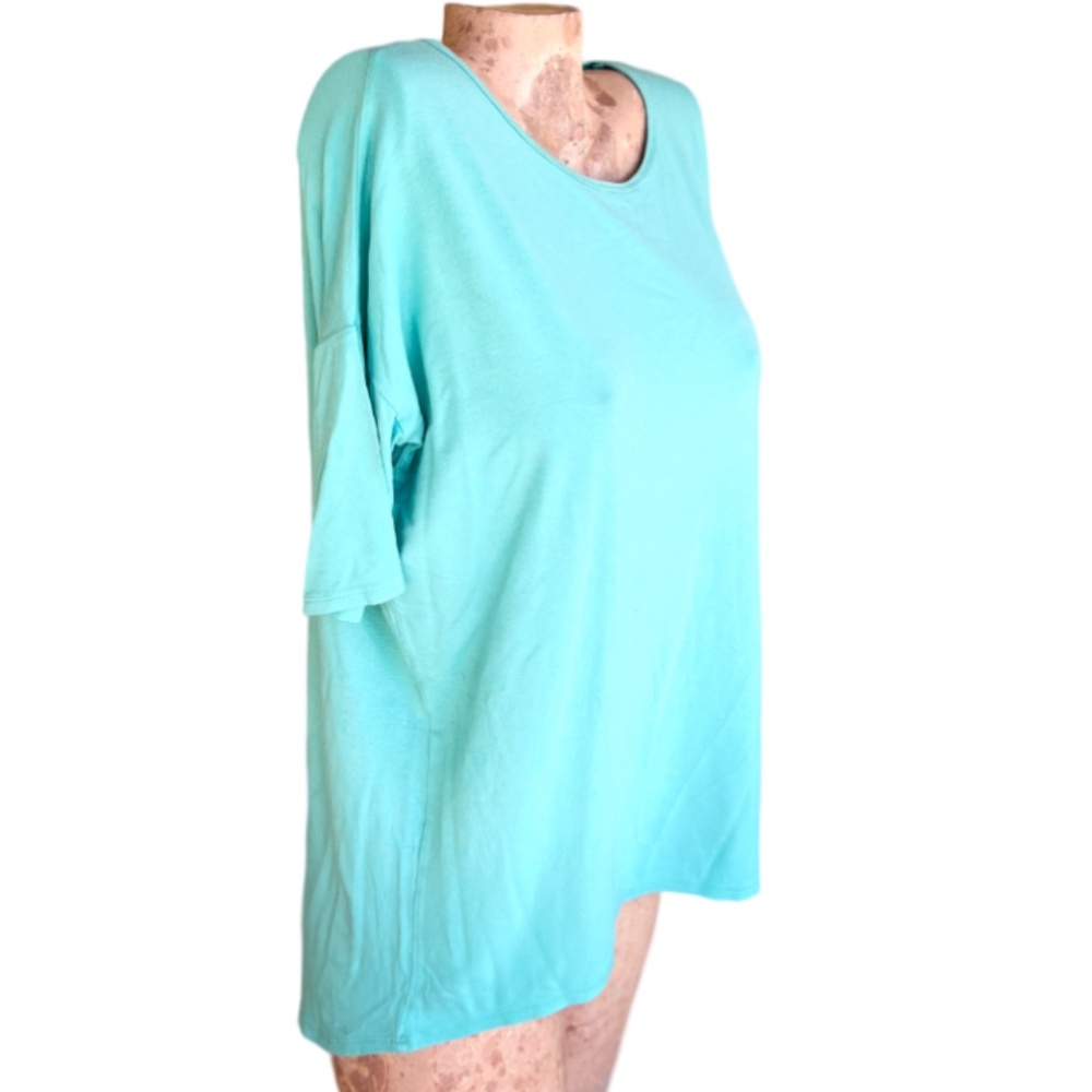 Turquoise Oversized 3/4 Sleeve Tunic - Picture 3 of 7